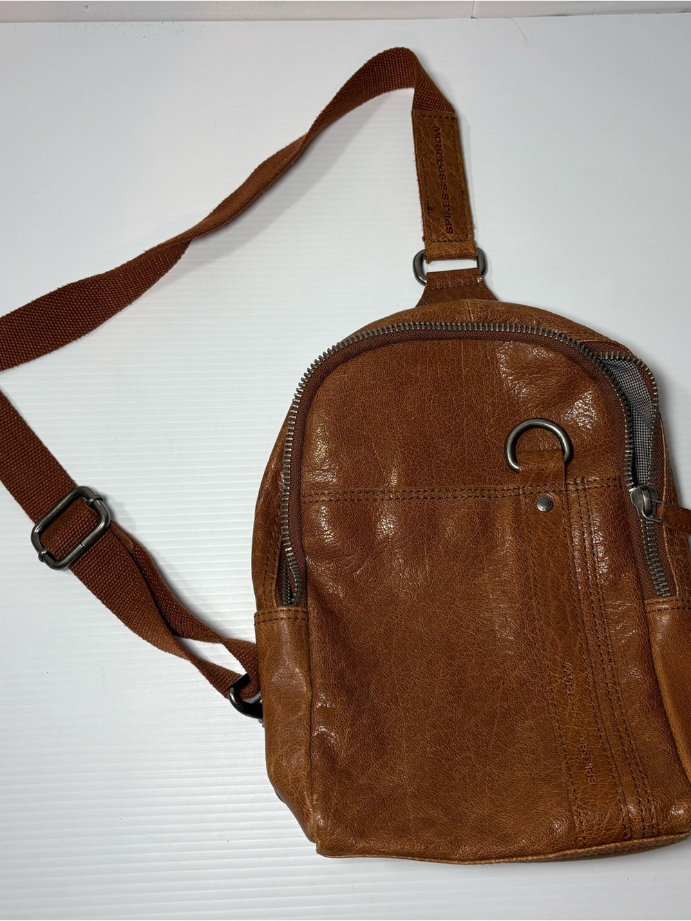Men's Leather Crossbody Sling Bag - Brown